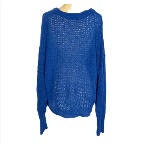 Free People Lulu Oversize V-Neck Sweater, Blue Parrot, NWOT - Picture 5 of 10